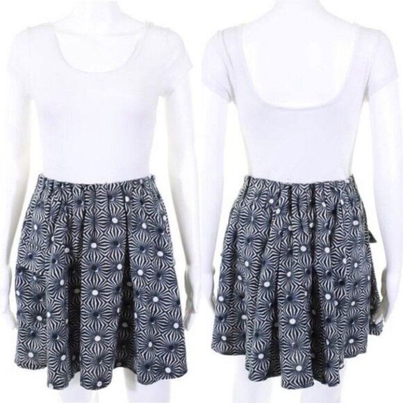 Free People So Much Sun Pleated Skater A Line Mini Graphic Print Pocket Skirt XS - Picture 3 of 8